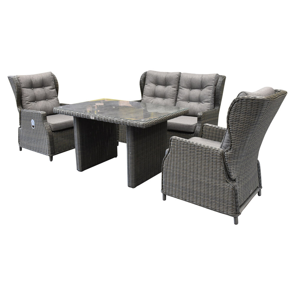 AVH-Collectie Ibiza premium stoel-bank loungeset verstelbaar 6-delig antraciet AVH-Collectie Ibiza premium stoel-bank loungeset verstelbaar 6-delig antraciet