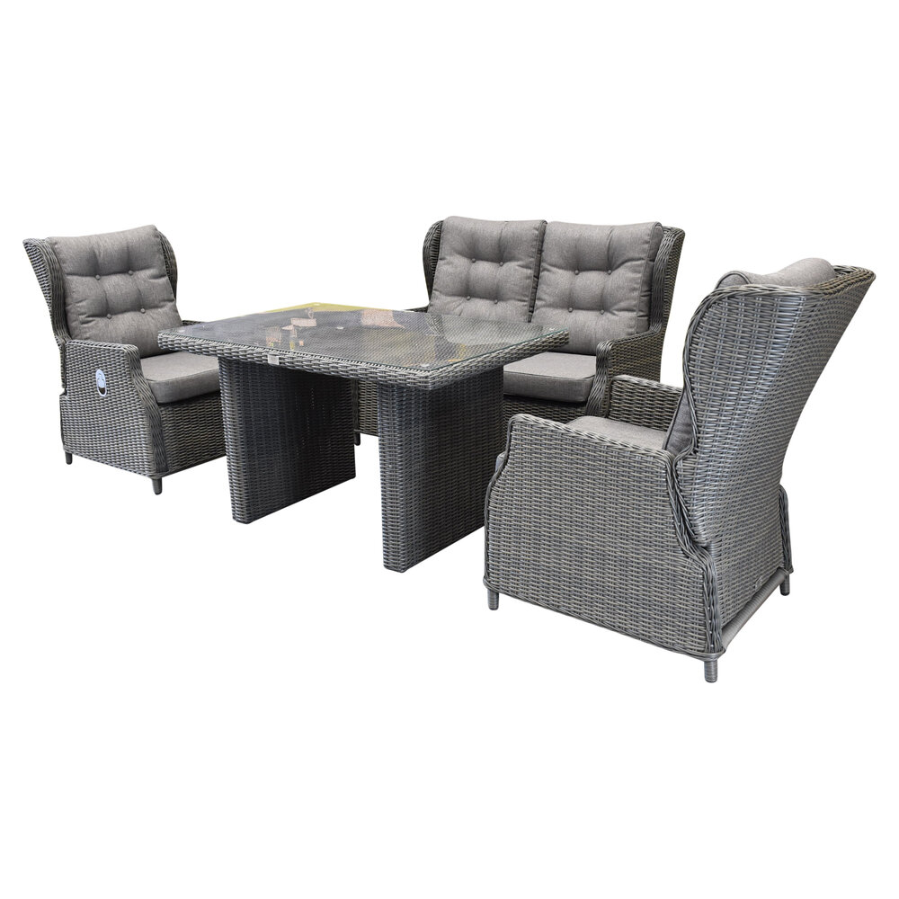 AVH-Collectie Ibiza premium stoel-bank loungeset 4-delig verstelbaar antraciet AVH-Collectie Ibiza premium stoel-bank loungeset 4-delig verstelbaar antraciet