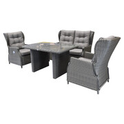 AVH-Collectie Ibiza premium stoel-bank loungeset 4-delig verstelbaar antraciet