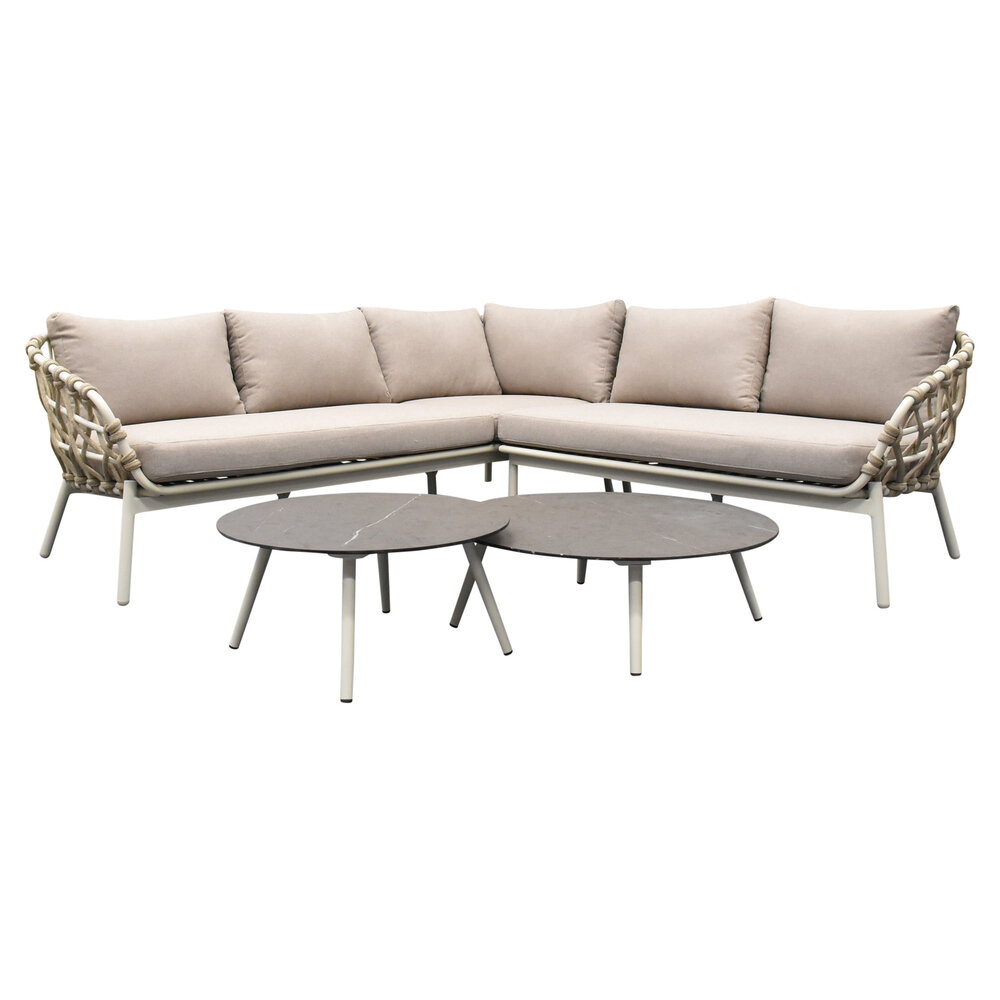 AVH-Collectie Montreal hoekbank loungeset 4 delig taupe rope