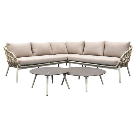 AVH-Collectie Montreal hoekbank loungeset 4 delig taupe rope