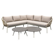 AVH-Collectie Montreal hoekbank loungeset 4 delig taupe rope