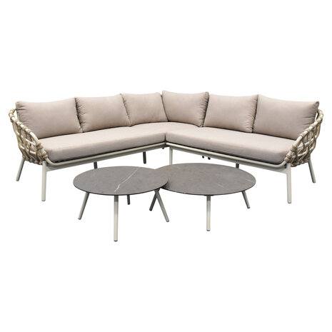 AVH-Collectie Montreal hoekbank loungeset 4 delig taupe rope