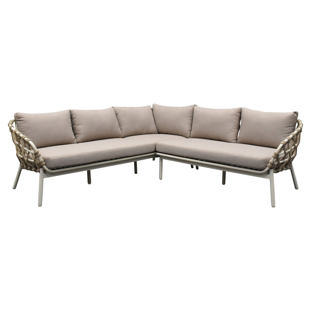 AVH-Collectie Montreal hoekbank loungeset 2 delig taupe rope