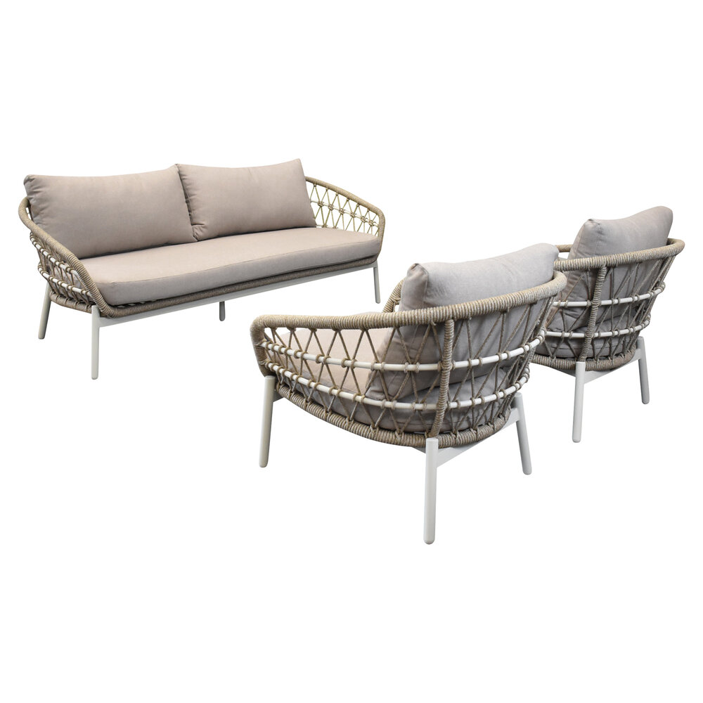 AVH-Collectie Montreal stoel bank loungeset 3 delig taupe rope AVH-Collectie Montreal stoel bank loungeset 3 delig taupe rope
