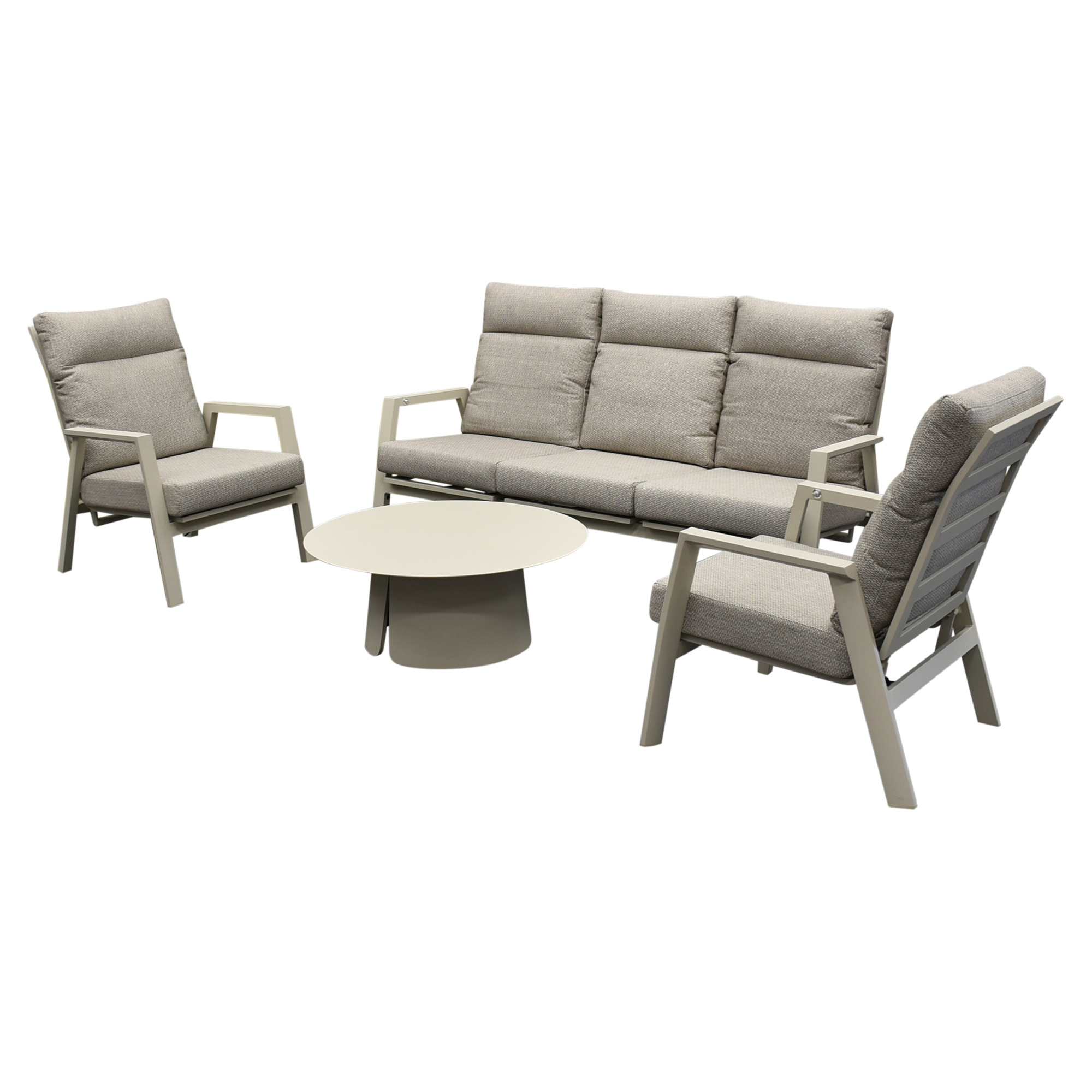 AVH-Collectie Barolo stoel bank loungeset 4 delig verstelbaar latte