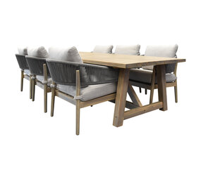 AVH-Collectie Cocoon Ravello low dining tuinset 280x100xH69 cm 7 delig acacia AVH-Collectie Cocoon Ravello low dining tuinset 280x100xH69 cm 7 delig acacia