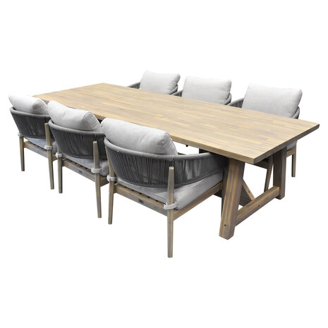 AVH-Collectie Cocoon Ravello low dining tuinset 280x100xH69 cm 7 delig acacia AVH-Collectie Cocoon Ravello low dining tuinset 280x100xH69 cm 7 delig acacia