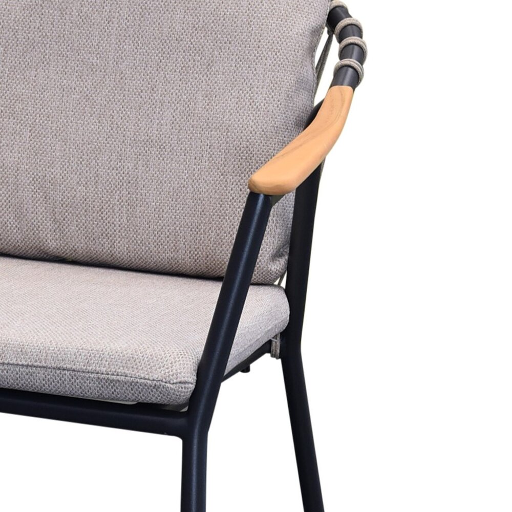 AVH-Collectie Nova dining tuinstoel met teak armleuning antraciet stapelbaar AVH-Collectie Nova dining tuinstoel met teak armleuning antraciet stapelbaar