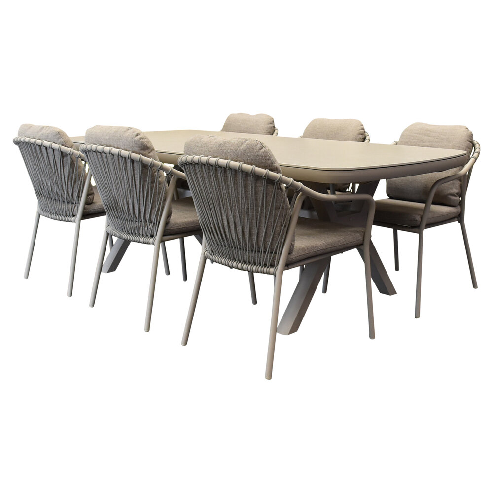 AVH-Collectie Sandora Vespera dining tuinset 220x100xH74 cm latte