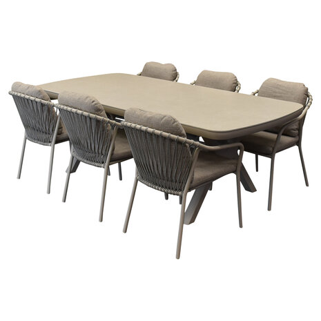 AVH-Collectie Sandora Vespera dining tuinset 220x100xH74 cm latte