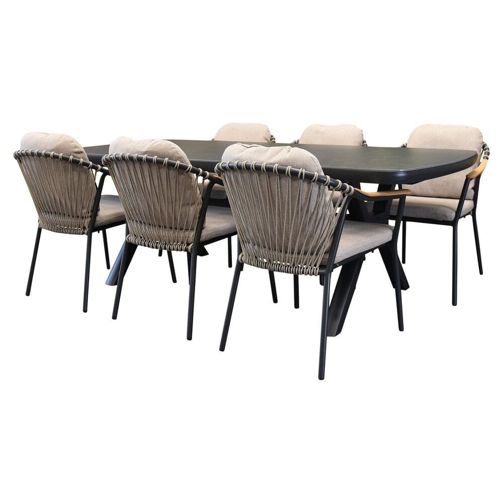 AVH-Collectie Nova Vespera dining tuinset 220x100xH74 cm antraciet
