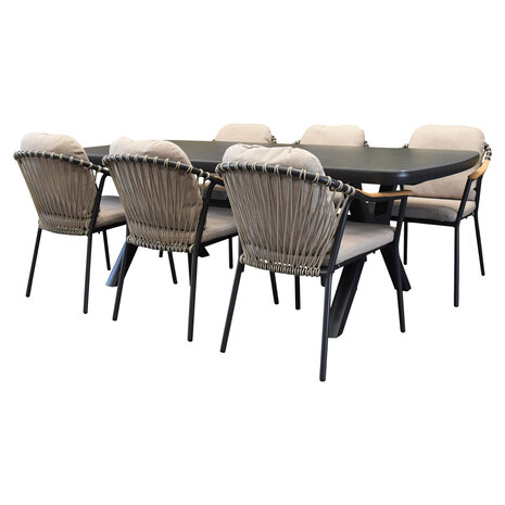 AVH-Collectie Nova Vespera dining tuinset 220x100xH74 cm antraciet