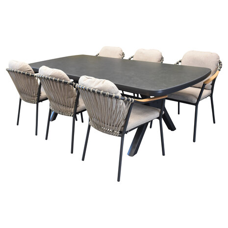 AVH-Collectie Nova Vespera dining tuinset 220x100xH74 cm antraciet