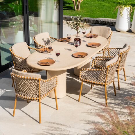 4 Seasons Outdoor Hampton dining tuintafel ovaal mortex beige 240x105xH75 cm 4 Seasons Outdoor