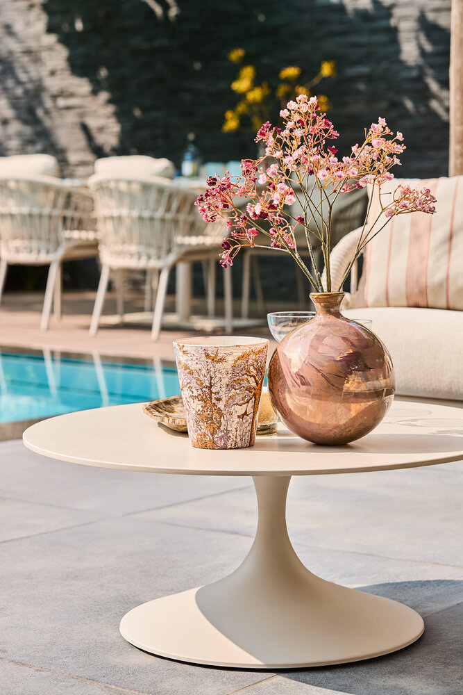 SUNS Suns Nova loungetafelset 60xH40 cm en 80xH35 cm rond sintered stone camel sand