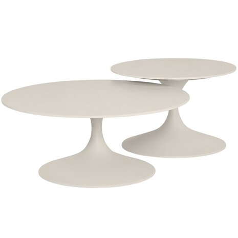 SUNS Suns Nova loungetafelset 60xH40 cm en 80xH35 cm rond sintered stone camel sand