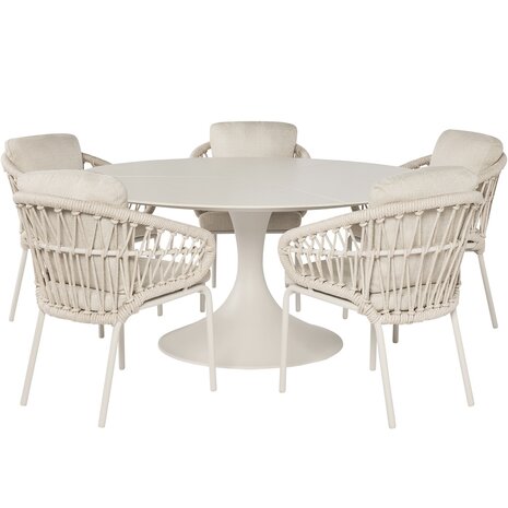 SUNS Suns Tosca Nova dining tuinset 170xH76,5 cm rond 6 delig camel sand latte