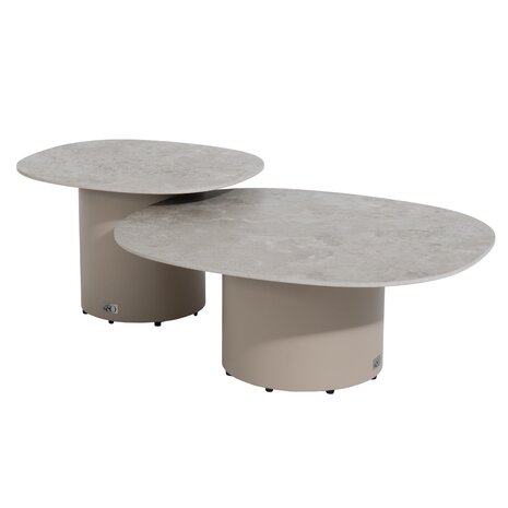 4 Seasons Outdoor Sofie lounge tuintafels set van 2 keramisch blad latte 4 Seasons Outdoor