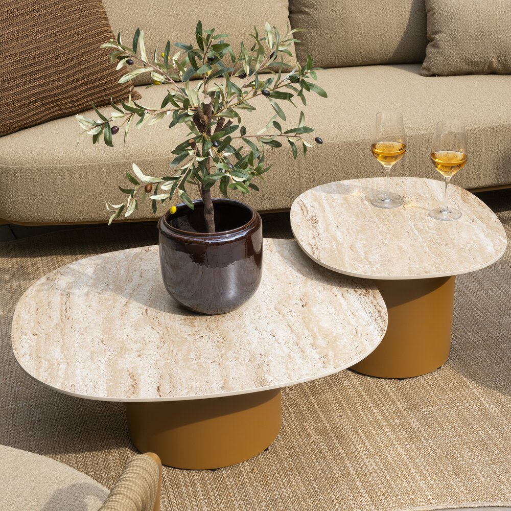 4 Seasons Outdoor Sofie lounge tuintafels set van 2 keramisch blad amber 4 Seasons Outdoor