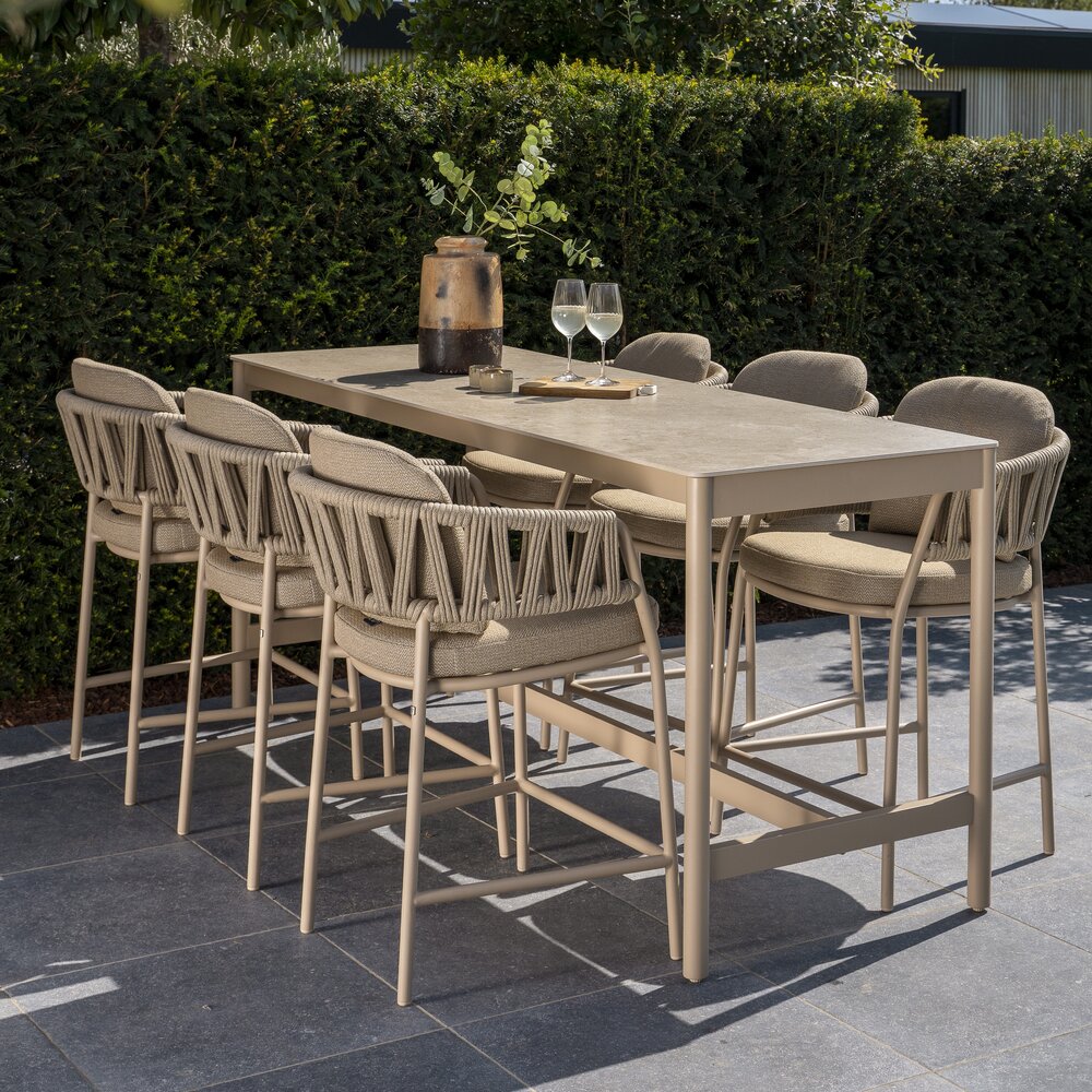 Taste 4SO Soho high dining tuintafel 220x75xH95 cm keramiek latte Taste 4SO