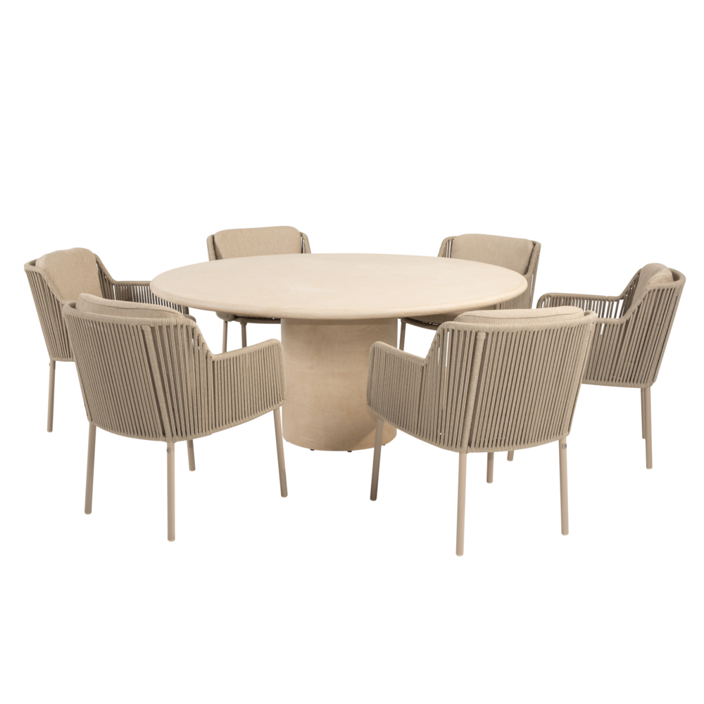 4 Seasons Outdoor Hampton Bernini dining tuinset 160xH75 cm rond 7 delig mortex latte 4 Seasons Outdoor 4 Seasons Outdoor Hampton Bernini dining tuinset 160xH75 cm rond 7 delig mortex latte 4 Seasons Outdoor
