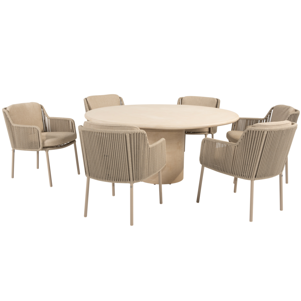 4 Seasons Outdoor Hampton Bernini dining tuinset 160xH75 cm rond 7 delig mortex latte 4 Seasons Outdoor 4 Seasons Outdoor Hampton Bernini dining tuinset 160xH75 cm rond 7 delig mortex latte 4 Seasons Outdoor