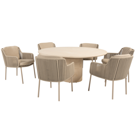 4 Seasons Outdoor Hampton Bernini dining tuinset 160xH75 cm rond 7 delig mortex latte 4 Seasons Outdoor 4 Seasons Outdoor Hampton Bernini dining tuinset 160xH75 cm rond 7 delig mortex latte 4 Seasons Outdoor