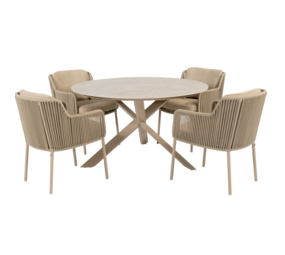 4 Seasons Outdoor Prado Bernini dining tuinset 130xH75 cm rond 5 delig keramiek latte 4 Seasons Outdoor 4 Seasons Outdoor Prado Bernini dining tuinset 130xH75 cm rond 5 delig keramiek latte 4 Seasons Outdoor
