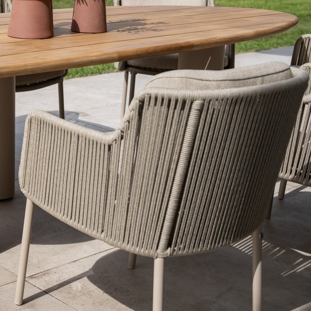 4 Seasons Outdoor Prado Bernini dining tuinset 160xH75 cm rond 7 delig keramiek latte 4 Seasons Outdoor