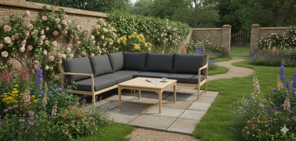 AVH-Collectie Manchester hoek loungeset 4-delig acacia zwart AVH-Collectie Manchester hoek loungeset 4-delig acacia zwart