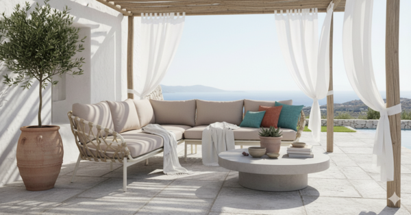 AVH-Collectie Montreal hoekbank loungeset 4 delig taupe rope