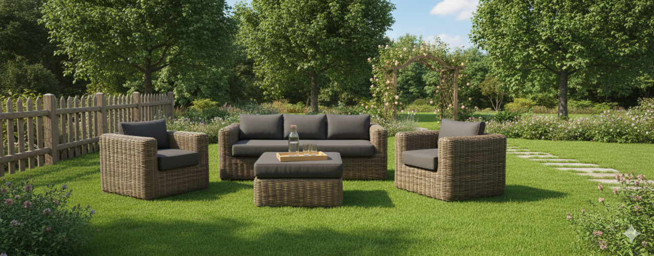 AVH-Collectie Cervo stoel bank loungeset 4-delig grijs wicker AVH-Collectie Cervo stoel bank loungeset 4-delig grijs wicker