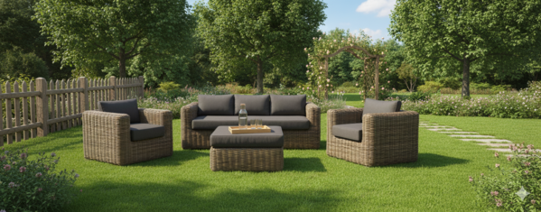 AVH-Collectie Cervo stoel bank loungeset 4-delig grijs wicker AVH-Collectie Cervo stoel bank loungeset 4-delig grijs wicker