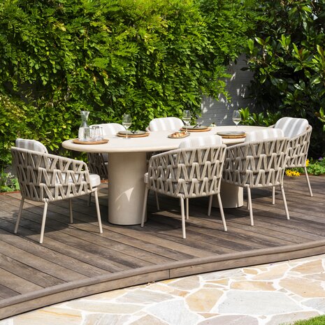 4 Seasons Outdoor Hampton Beverly dining tuinset 240x105xH75 cm 7 delig mortex latte 4 Seasons Outdoor 4 Seasons Outdoor Hampton Beverly dining tuinset 240x105xH75 cm 7 delig mortex latte 4 Seasons Outdoor