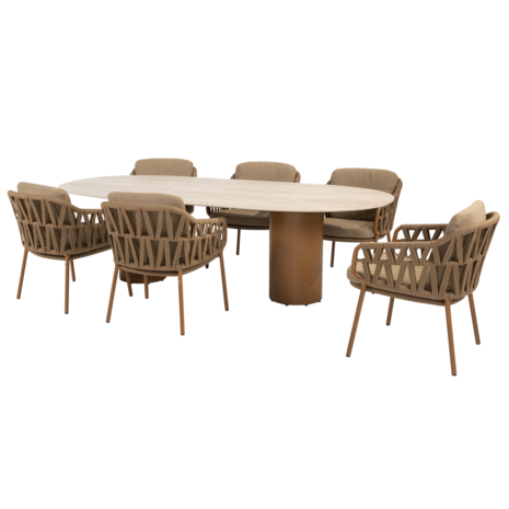 4 Seasons Outdoor Colorado Biarritz dining tuinset 240x105xH75 cm 7 delig keramiek amber 4 Seasons Outdoor