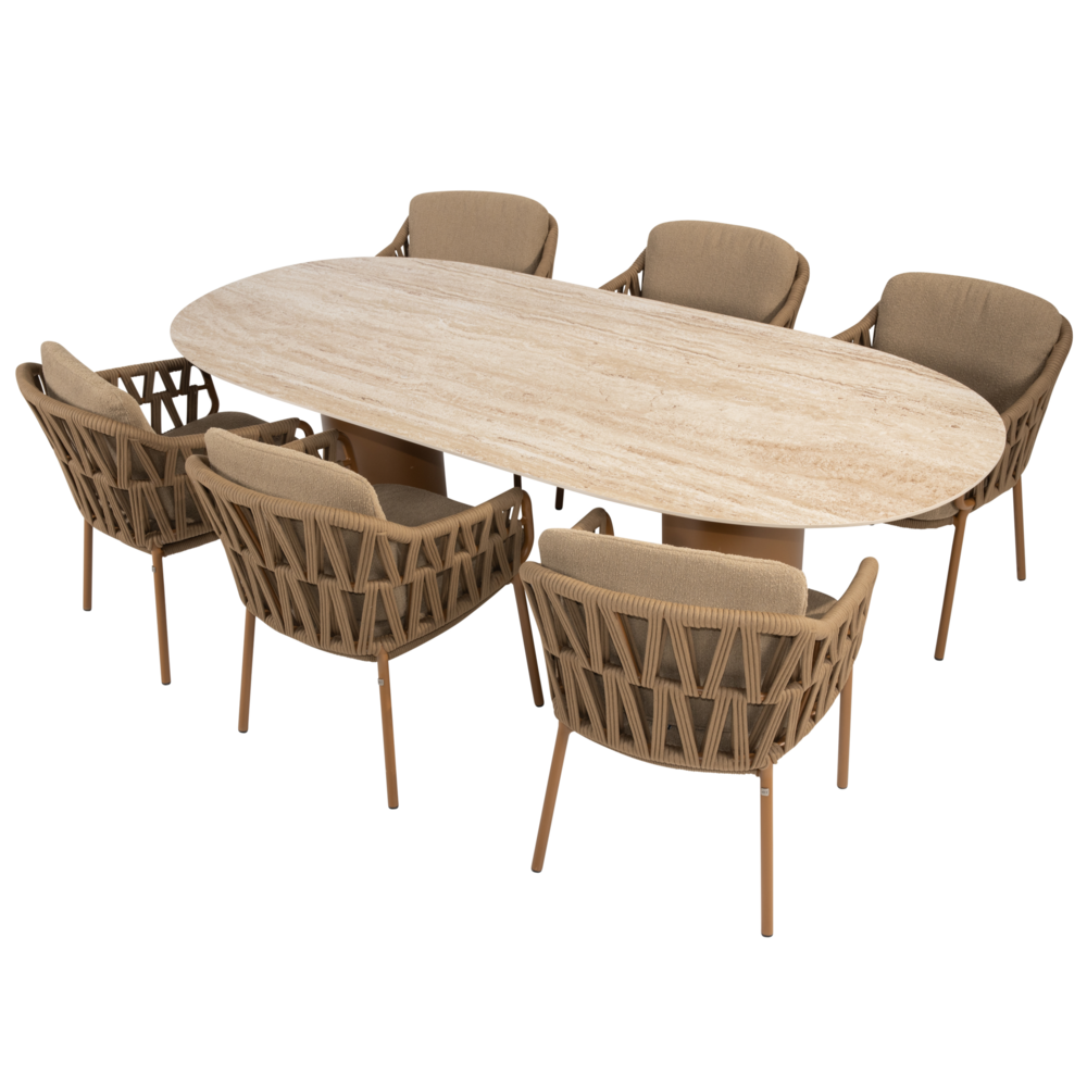 4 Seasons Outdoor Colorado Biarritz dining tuinset 240x105xH75 cm 7 delig keramiek amber 4 Seasons Outdoor