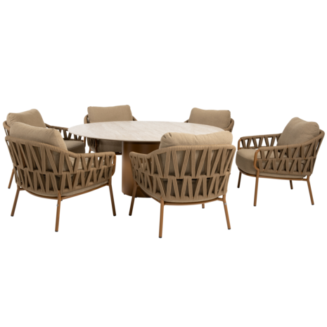 4 Seasons Outdoor Colorado Biarritz low dining tuinset 160xH69 cm rond 7 delig keramiek amber 4 Seasons Outdoor 4 Seasons Outdoor Colorado Biarritz low dining tuinset 160xH69 cm rond 7 delig keramiek amber 4 Seasons Outdoor