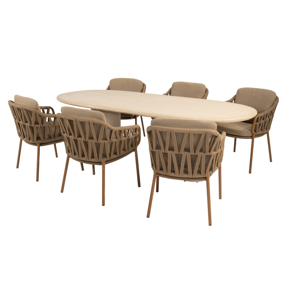 4 Seasons Outdoor Hampton Biarritz dining tuinset 240x105xH75 cm 7 delig mortex amber 4 Seasons Outdoor