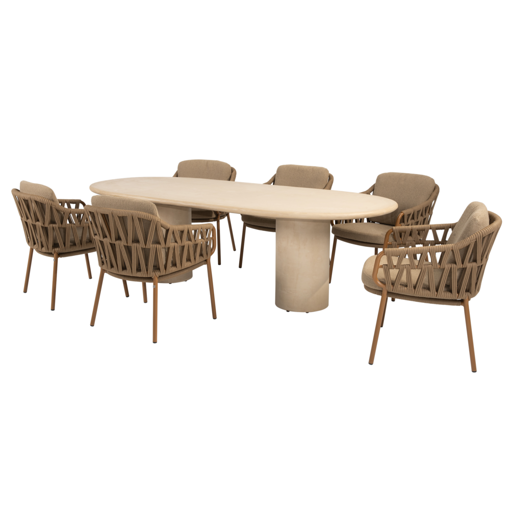 4 Seasons Outdoor Hampton Biarritz dining tuinset 240x105xH75 cm 7 delig mortex amber 4 Seasons Outdoor