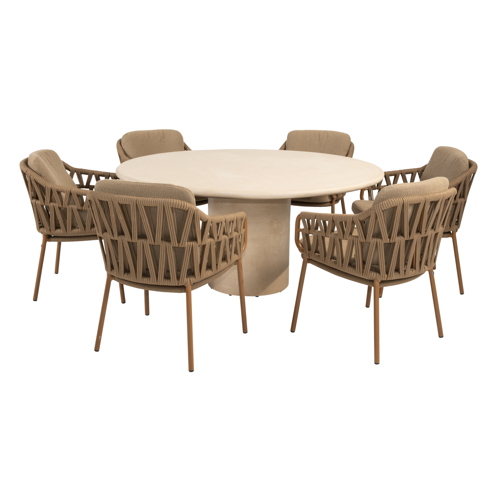 4 Seasons Outdoor Hampton Biarritz dining tuinset 160xH75 cm rond 7 delig mortex amber 