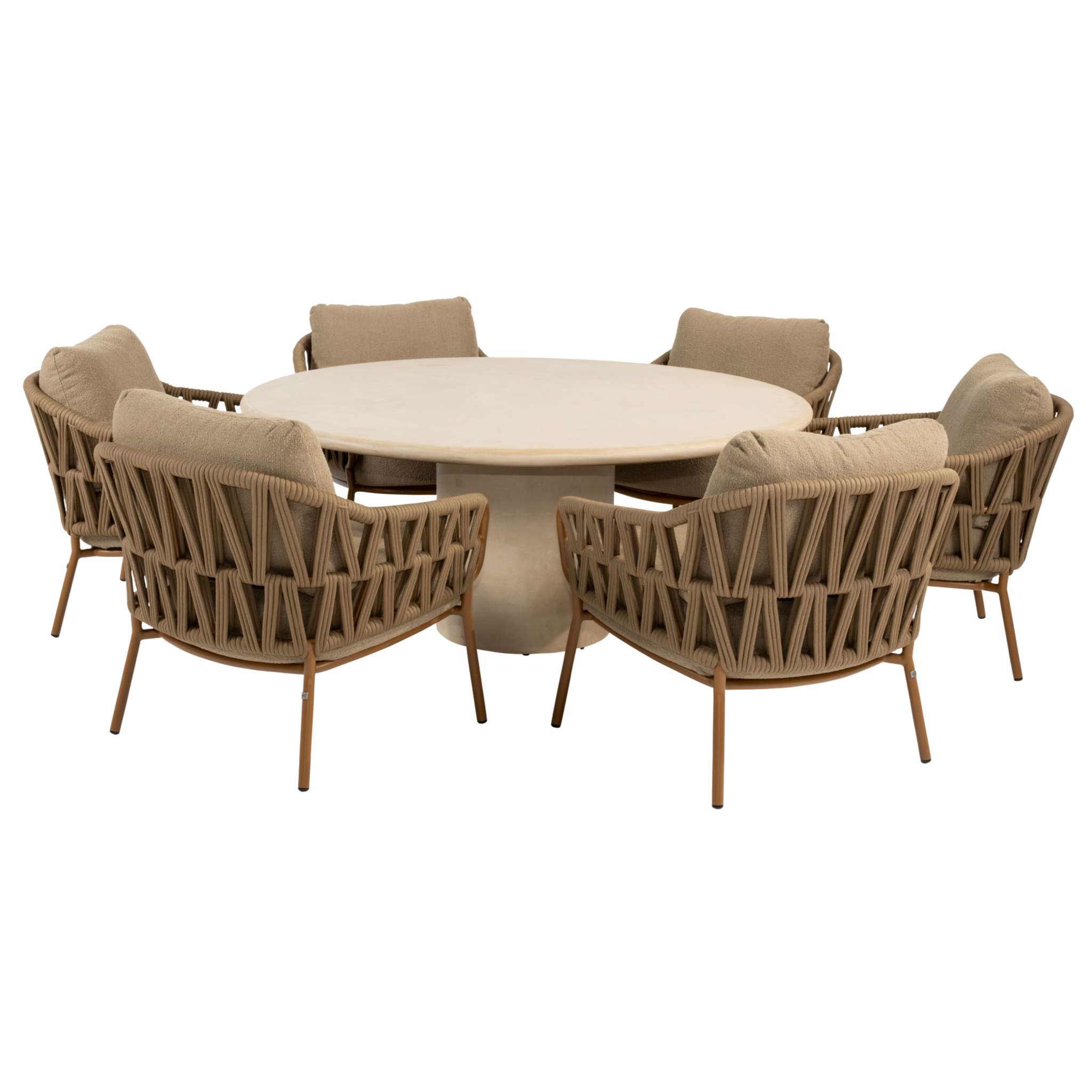 4 Seasons Outdoor Hampton Biarritz low dining tuinset 160xH69 cm rond 7 delig mortex amber 