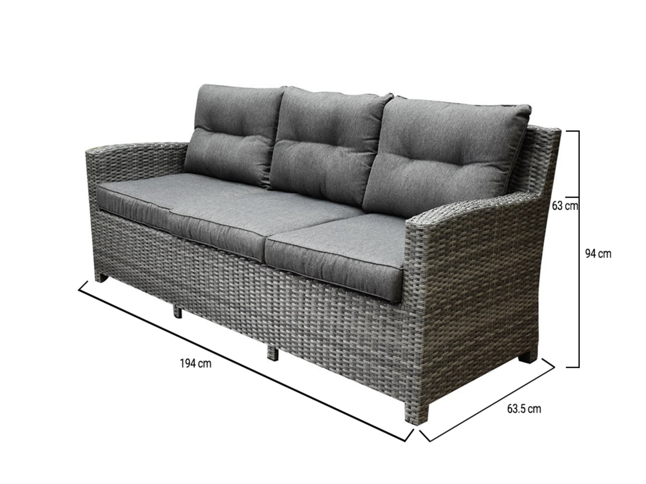 AVH-Collectie New Castle 3-zitsbank antraciet AVH-Collectie New Castle 3-zitsbank antraciet