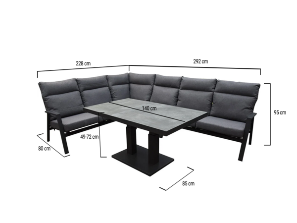 AVH-Collectie Pacific hoek dining loungeset 5 delig aluminium verstelbaar antraciet AVH-Collectie Pacific hoek dining loungeset 5 delig aluminium verstelbaar antraciet