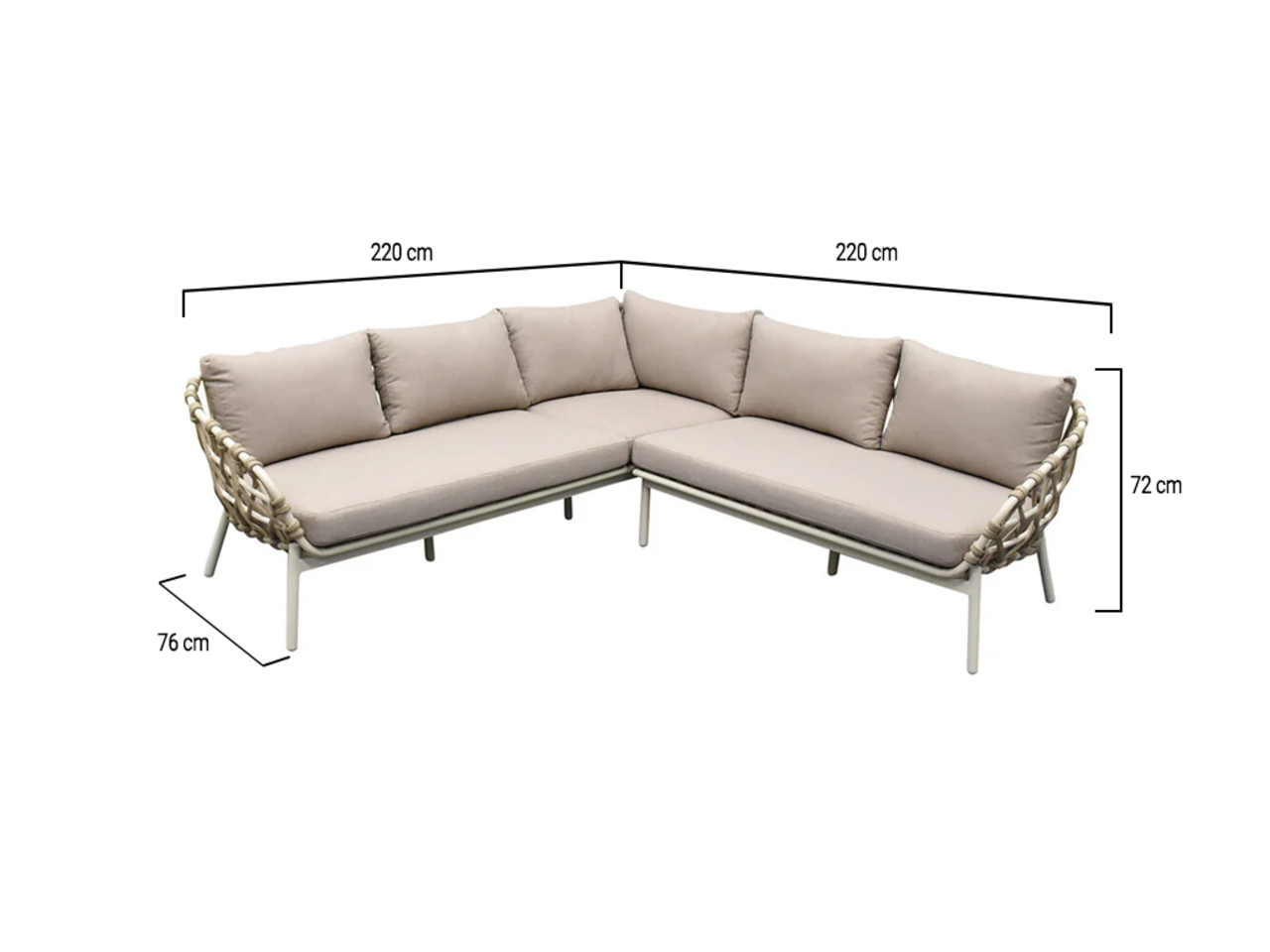 AVH-Collectie Montreal hoekbank loungeset 2 delig taupe rope