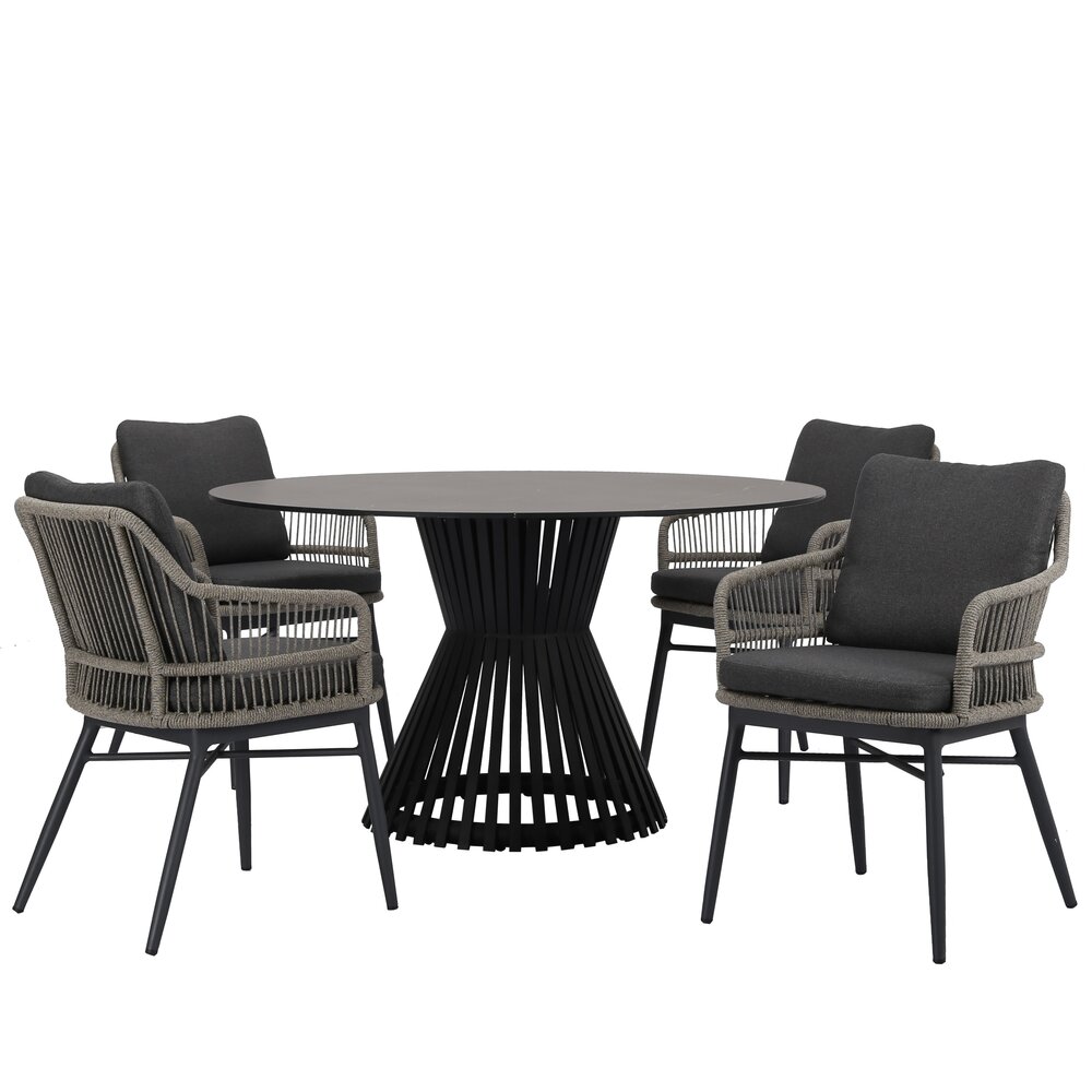 AVH-Collectie Catania Pasadena dining tuinset 140xH75 cm rond 5 delig