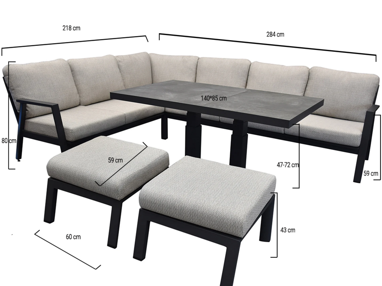 AVH-Collectie Barolo hoek dining loungeset 6 delige aluminium verstelbare tafel antraciet AVH-Collectie Barolo hoek dining loungeset 6 delige aluminium verstelbare tafel antraciet