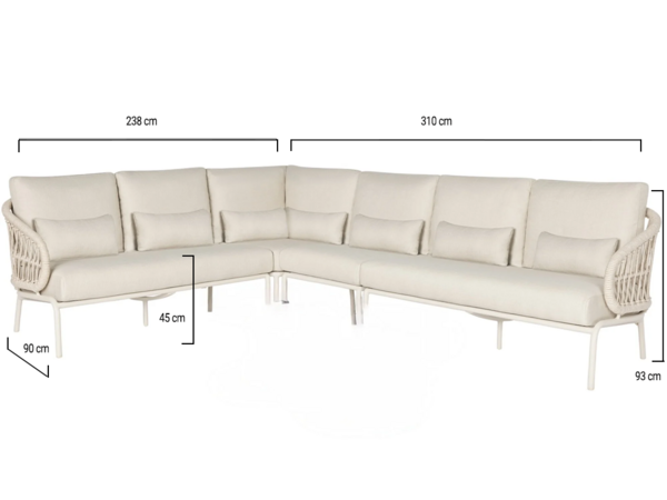 SUNS Suns Tosca hoek loungeset 4 delig camel sand rope SUNS Suns Tosca hoek loungeset 4 delig camel sand rope