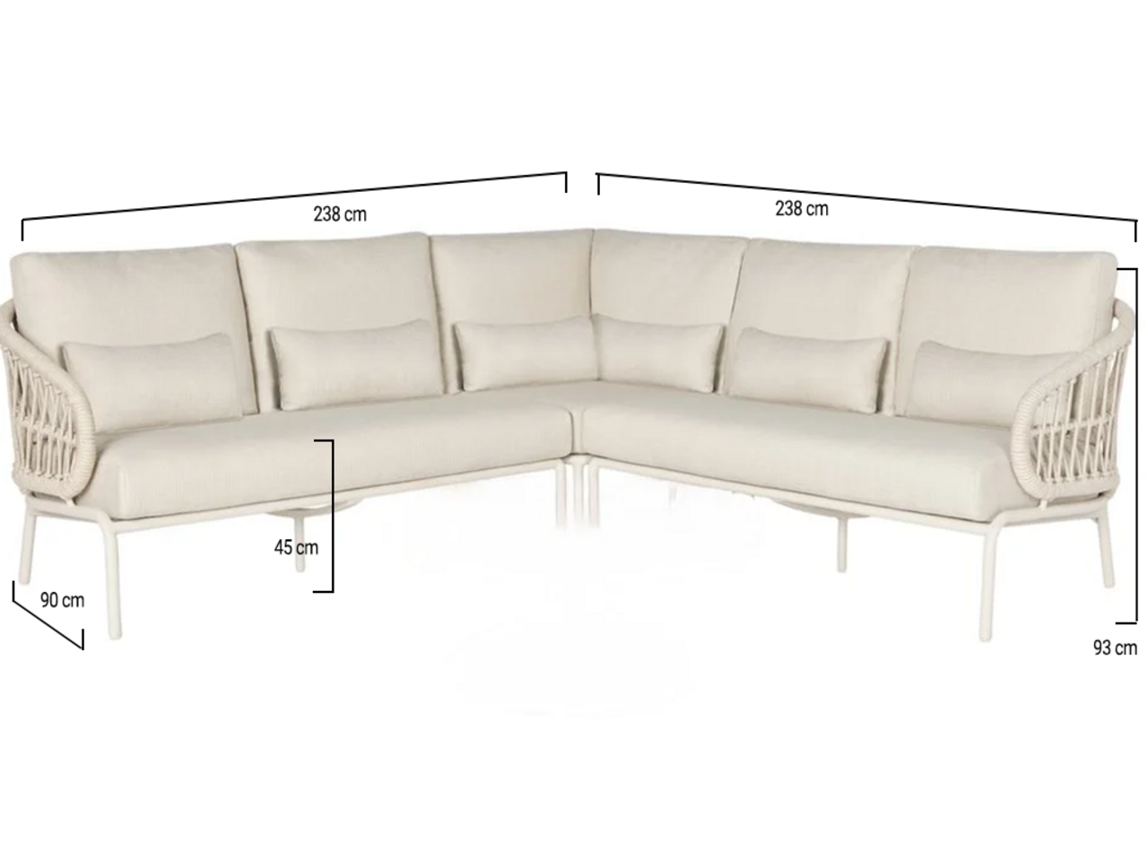 SUNS Suns Tosca hoek loungeset 3 delig camel sand rope SUNS Suns Tosca hoek loungeset 3 delig camel sand rope