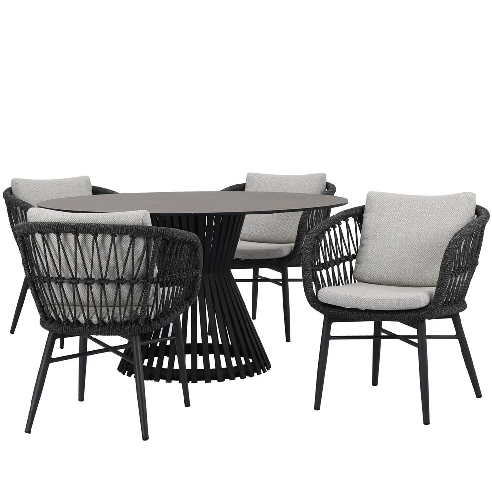 AVH-Collectie Arezzo Pasadena dining tuinset 140xH75 cm rond 5 delig
